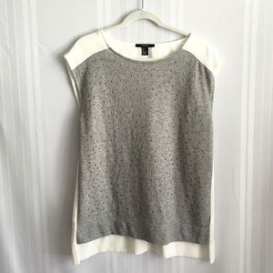 Forever 21 Studded Short Sleeve Blouse Gray Large